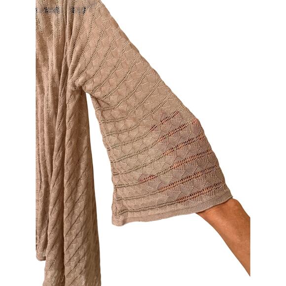 Alice + Olivia Knit Wide Sleeve Open Front Cardigan, Beige, S - Picture 3 of 6